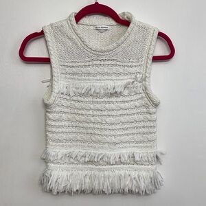 Club Monaco white Knit Top with Fringe